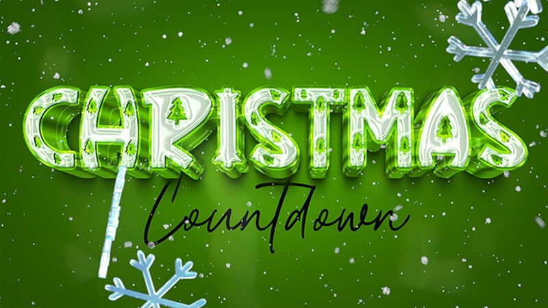 Christmas Green Snowflake Party Countdown